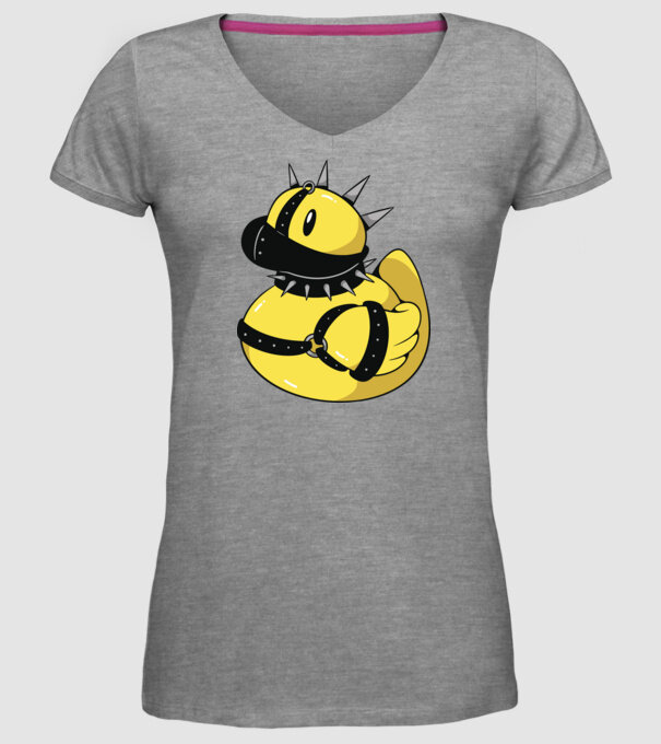 Rățușcă de cauciuc sadistă model gri pe tricou