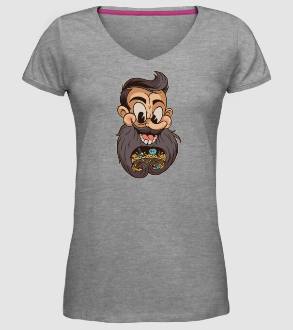 Comoară barbă model gri pe tricou