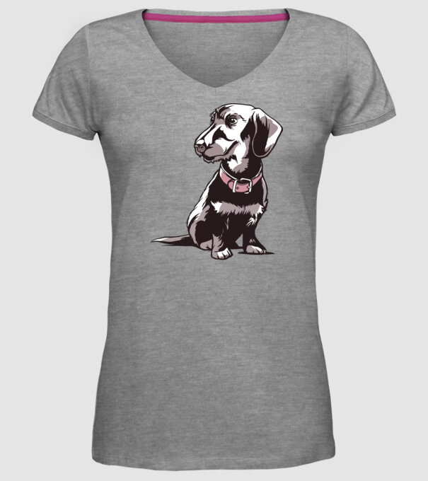 Teckel cu părul sârmos model gri pe tricou