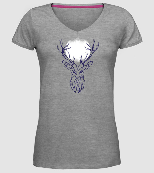 Siluetă cerb model gri pe tricou