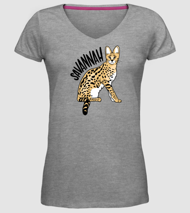 Pisică Savannah model gri pe tricou