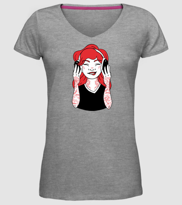 Fată Gamer tatuată model gri pe tricou