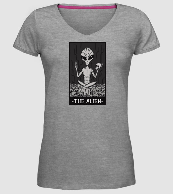 Extraterestru - Carte de tarot model gri pe tricou