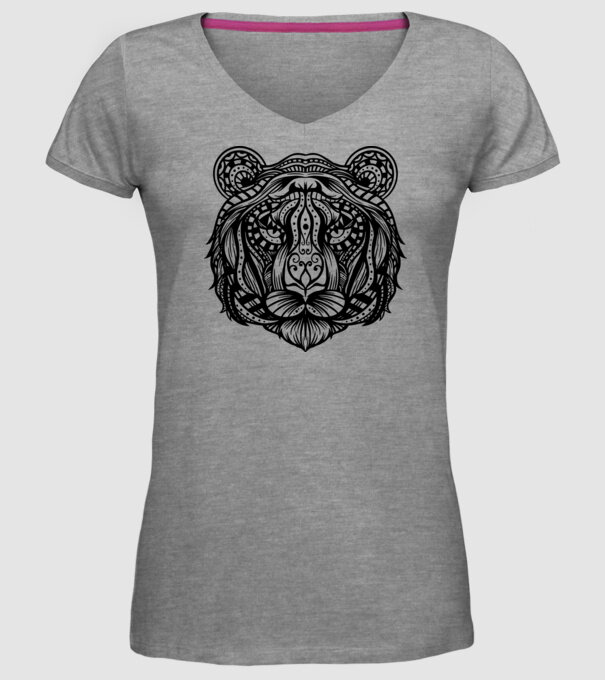 Tigru Mandala model gri pe tricou