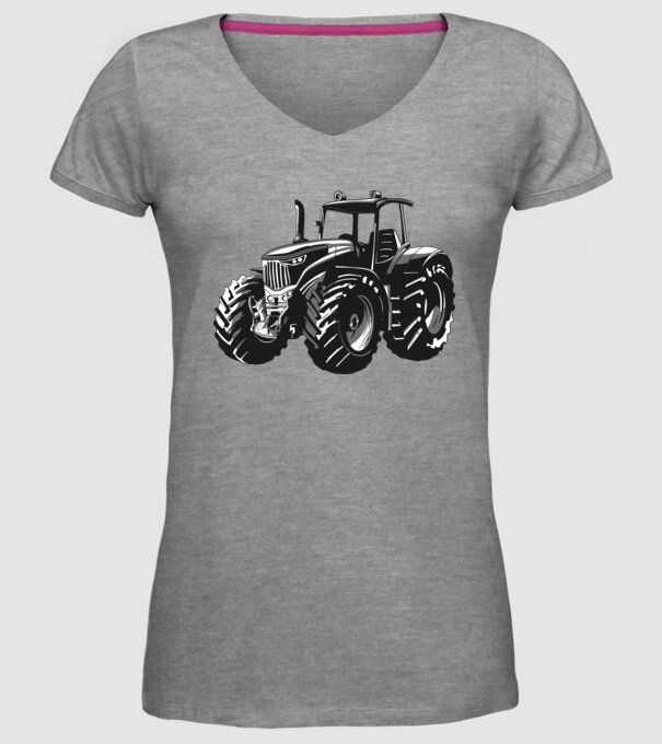 Tractor model gri pe tricou