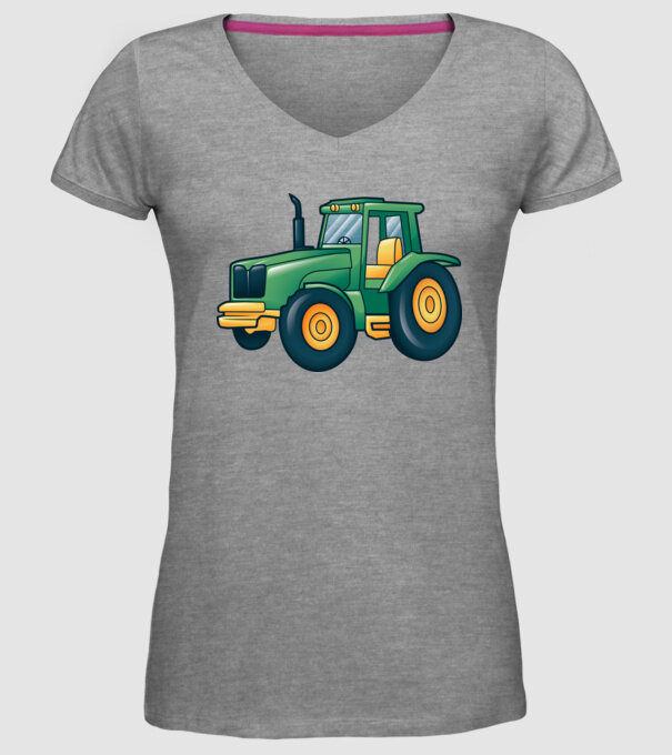 Desen Tractor model gri pe tricou