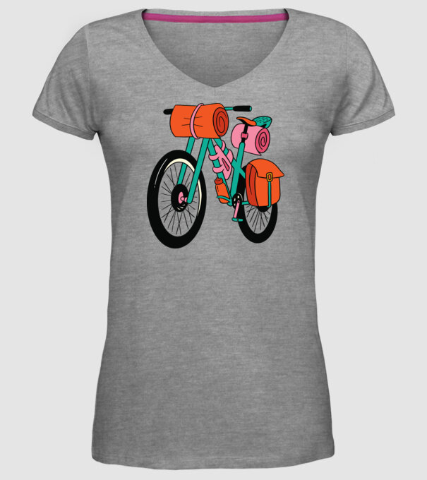 Bicicletă Drumeție model gri pe tricou