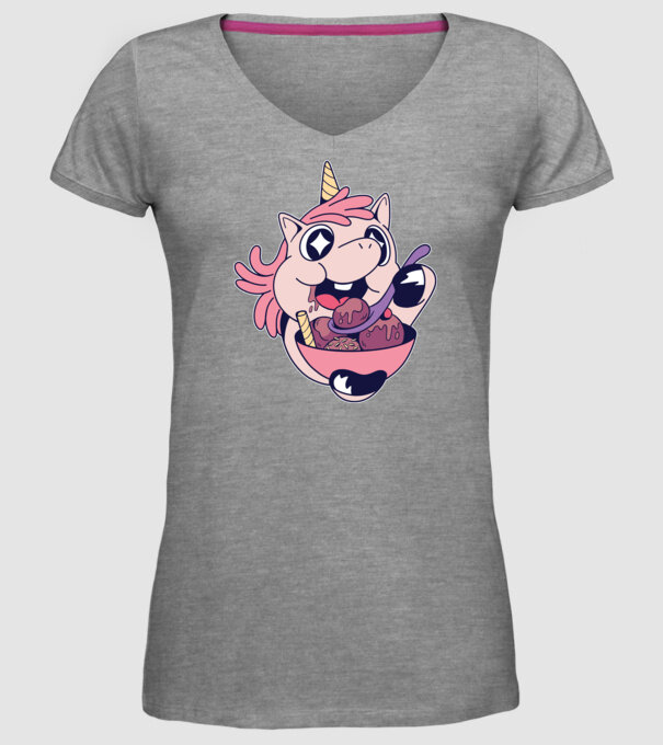 Unicorn Înghețată model gri pe tricou