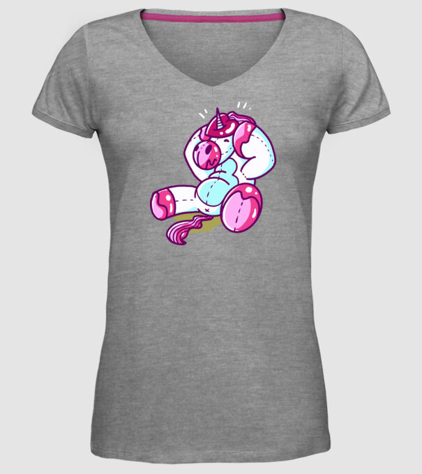 Unicorn cu inimă încornorată model gri pe tricou
