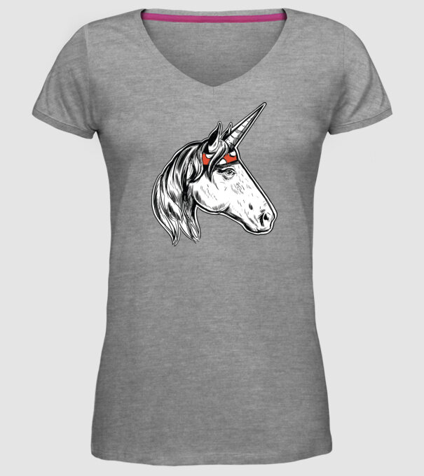 Cal Unicorn model gri pe tricou