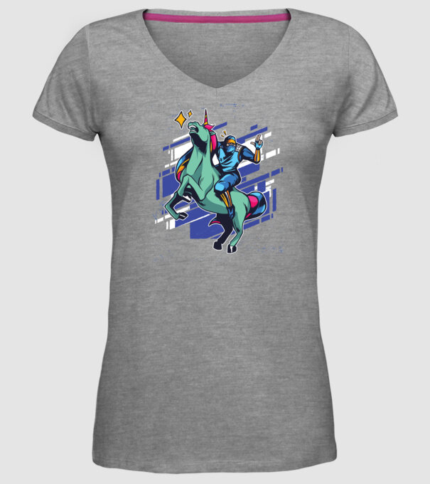 Unicorn Ninja model gri pe tricou