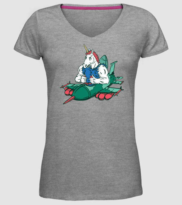 Unicorn Avion de vânătoare model gri pe tricou