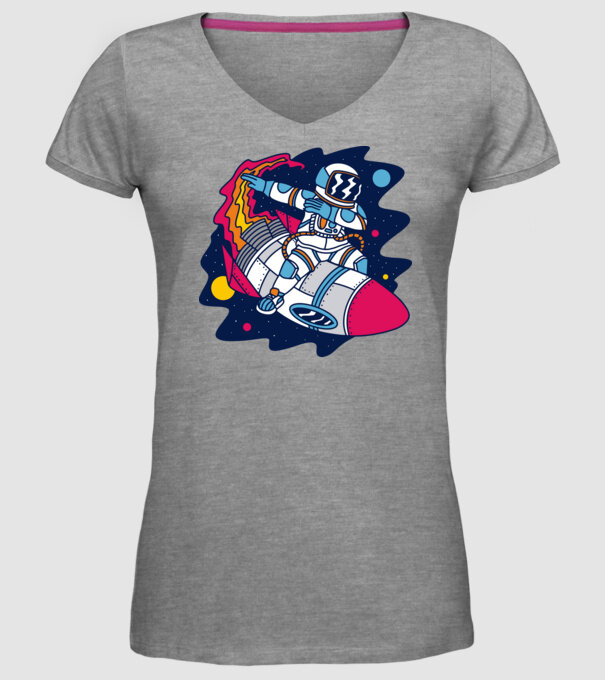 Astronaut DAB model gri pe tricou