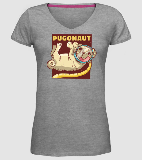 Mops Astronaut model gri pe tricou
