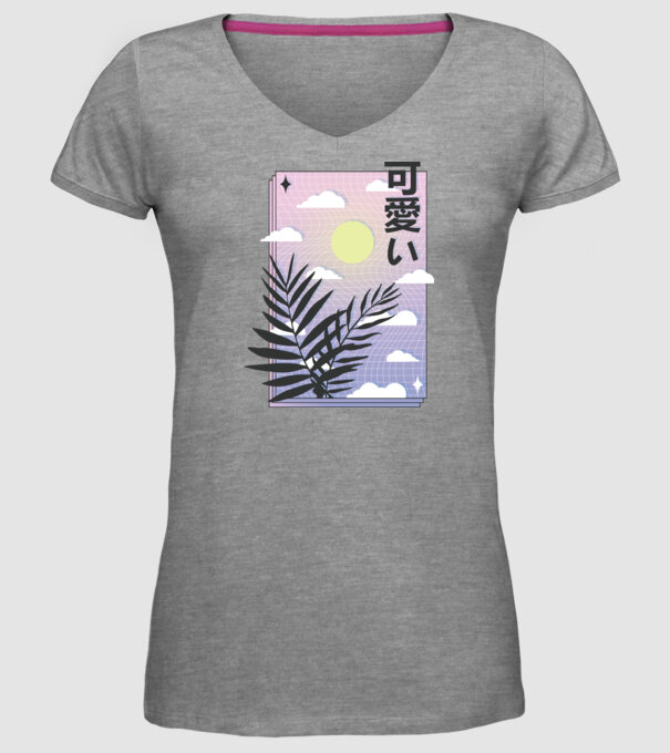 Vaporwave Val model gri pe tricou