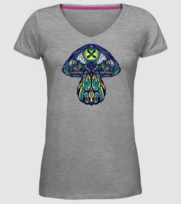 Ciupercă magică model gri pe tricou
