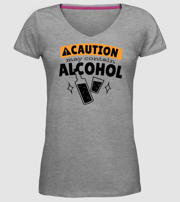 Atenție, poate conține alcool model gri pe tricou
