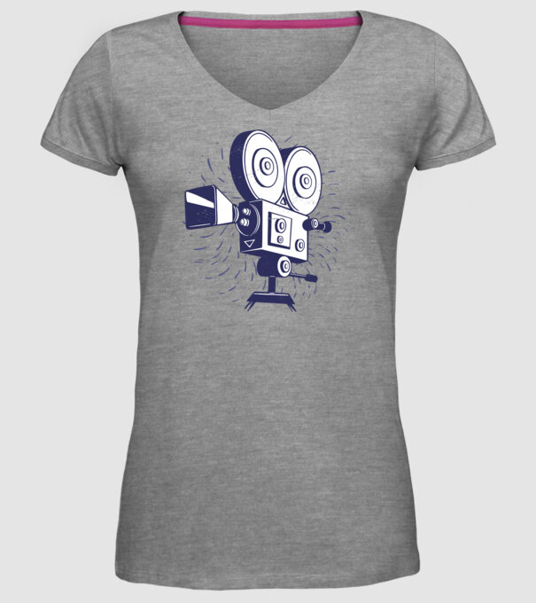 Camera video retro Vintage model gri pe tricou