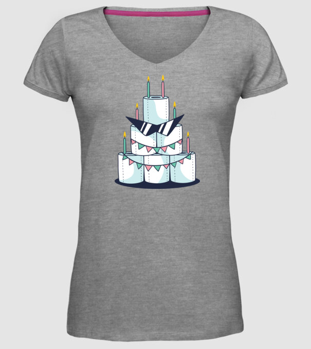 Tort de zi de naștere din hârtie igienică model gri pe tricou