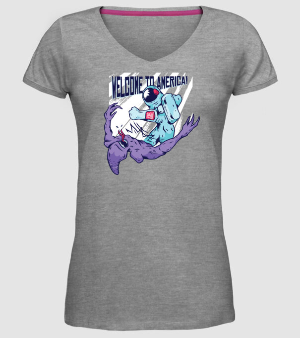 Welcome To America model gri pe tricou