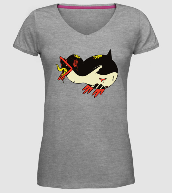 Pinguin Zombie model gri pe tricou