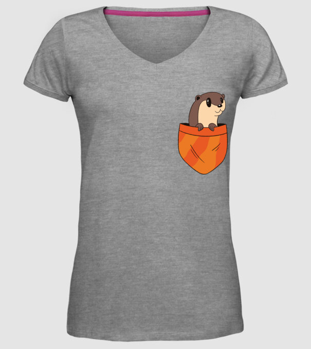 Vidra de buzunar model gri pe tricou