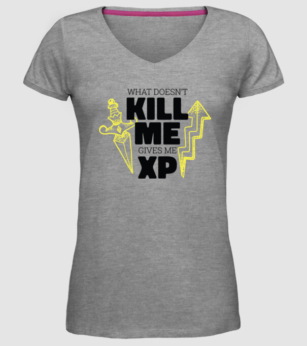 Ceea ce nu te omoară îți dă XP model gri pe tricou