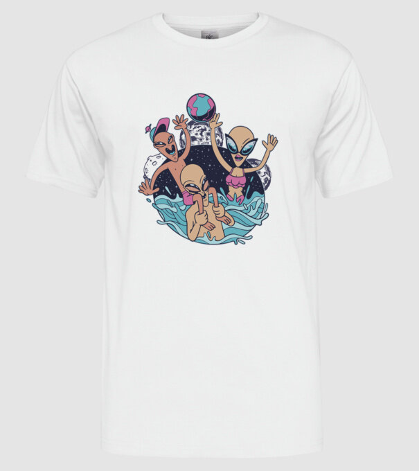 Alien Familie ștrand model alb pe tricou