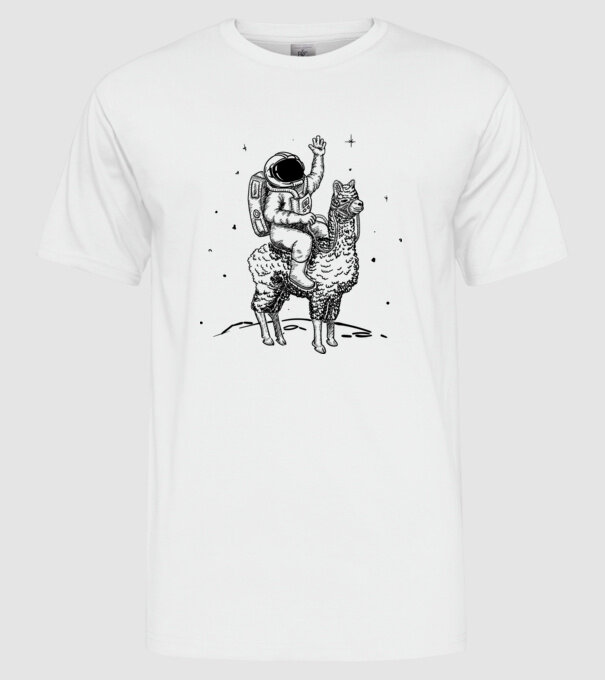 Alpaca Astronaut model alb pe tricou