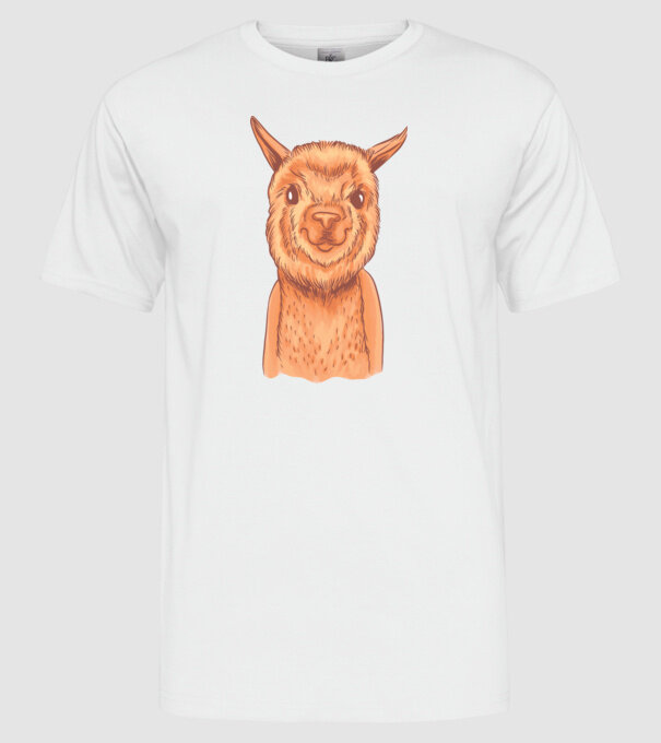 Cap de Alpaca model alb pe tricou