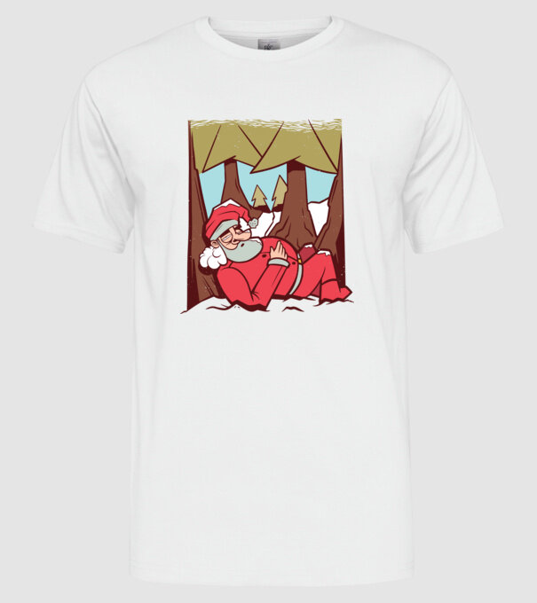 Moș Crăciun dormind model alb pe tricou
