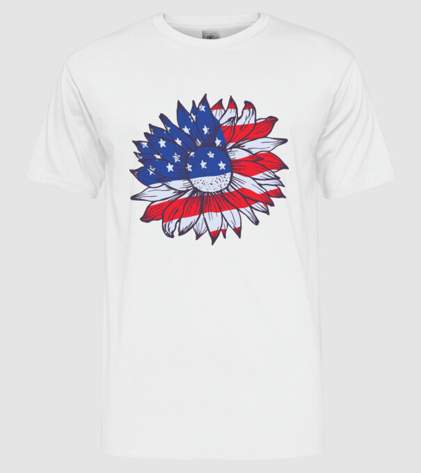 Floarea-soarelui americană Usa Sunflower model alb pe tricou