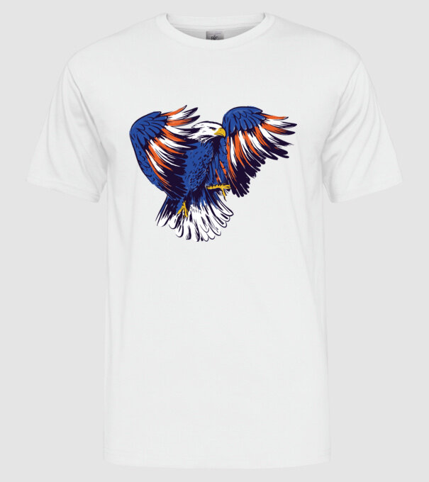Vultur American model alb pe tricou