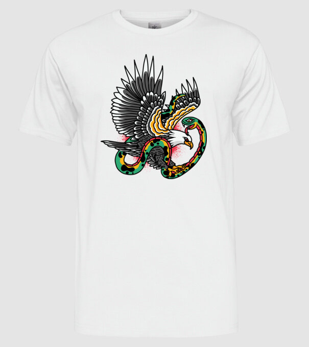 Vultur American model alb pe tricou