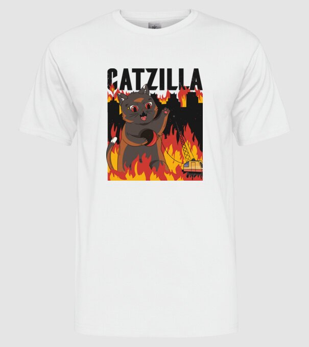 Anime Catzilla model alb pe tricou
