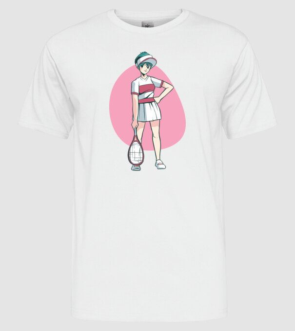 Anime Jucător de tenis fată model alb pe tricou