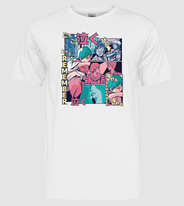 Anime Vaporwave benzi desenate model alb pe tricou