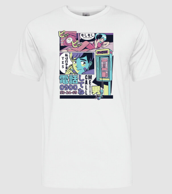Anime Vaporwave benzi desenate model alb pe tricou