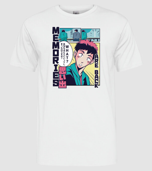 Anime Vaporwave benzi desenate model alb pe tricou