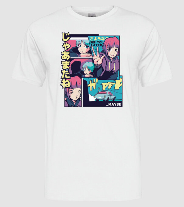 Anime Vaporwave See you Later model alb pe tricou