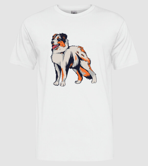 Câine ciobănesc Australian model alb pe tricou