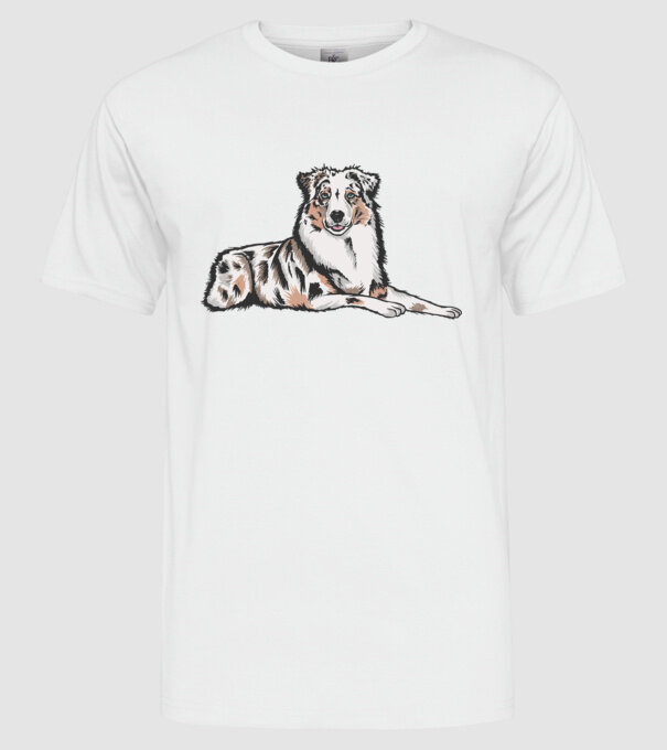 Câine ciobănesc Australian model alb pe tricou
