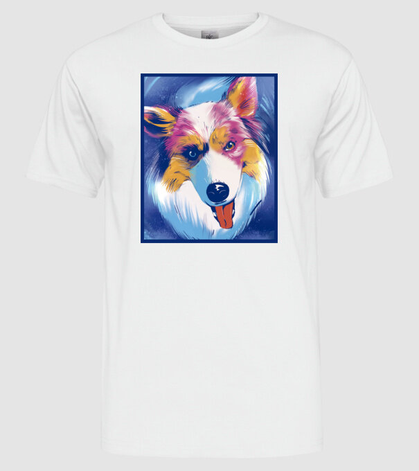 Câine ciobănesc australian model alb pe tricou