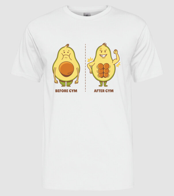 Antrenament Avocado model alb pe tricou