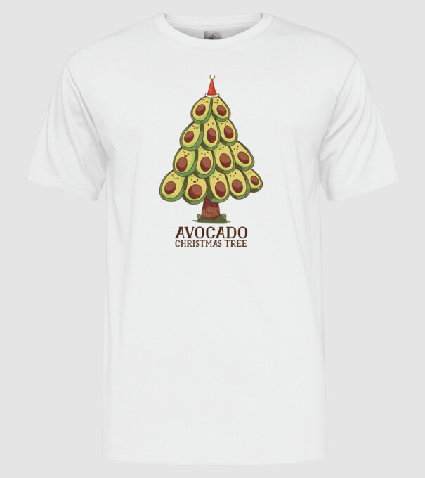 Pom de Crăciun Avocado model alb pe tricou