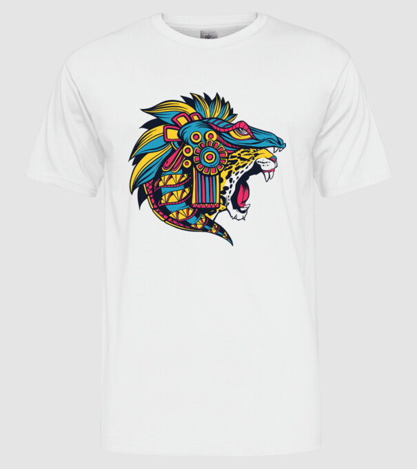 Aztec Jaguar model alb pe tricou