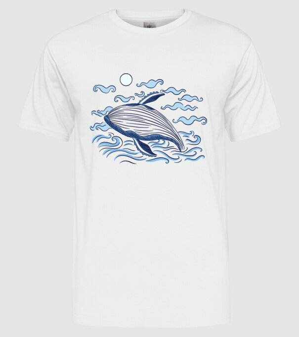 Balenă model alb pe tricou