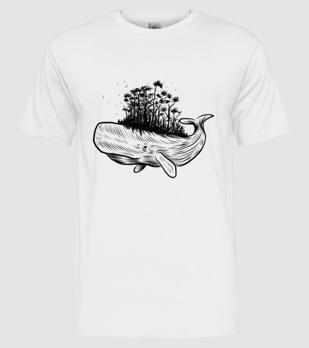 Balenă Natură model alb pe tricou