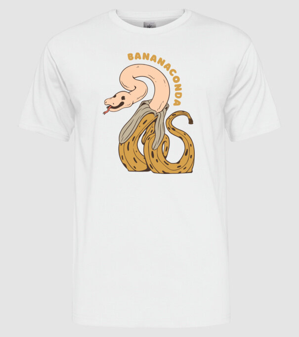 Bananaconda model alb pe tricou
