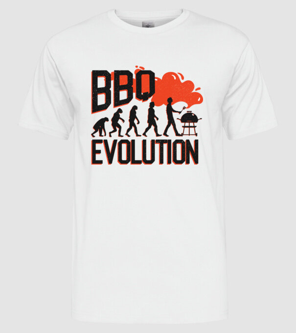 BBQ Evoluție Grătar model alb pe tricou